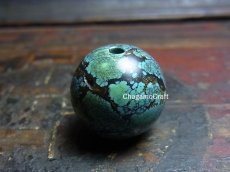 画像1: TIbetan old round  turquoise　チベタン・ターコイズ(yu)　丸玉（大） (1)
