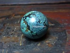 画像2: TIbetan old round  turquoise　チベタン・ターコイズ(yu)　丸玉（大） (2)