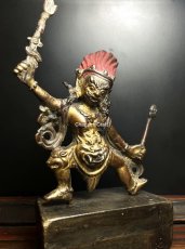 画像1: チベット密教・一面二臂　護法尊（古派のマハーカーラ）（金銅製チベット仏像・アンティーク） (1)