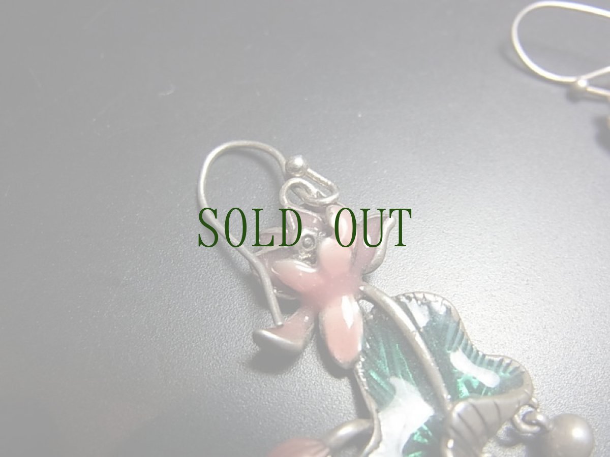 画像5: 貴州苗族（ミャオ族）のエナメル細工（七宝焼き）ピアス・蓮　 (5)