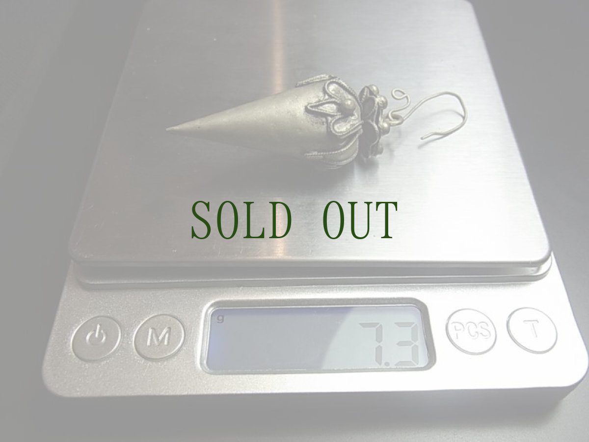 画像6: 貴州苗族（ミャオ族）の苗銀製トライバルピアス　　  (6)