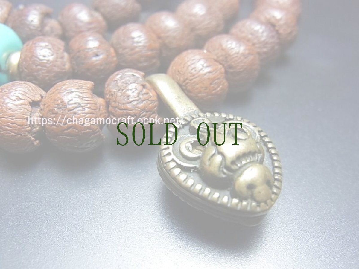 画像5: チベット渡りの蓮華菩提樹と老料器・水紋天珠（虎牙）の108珠念珠・（ジービーズ） (5)