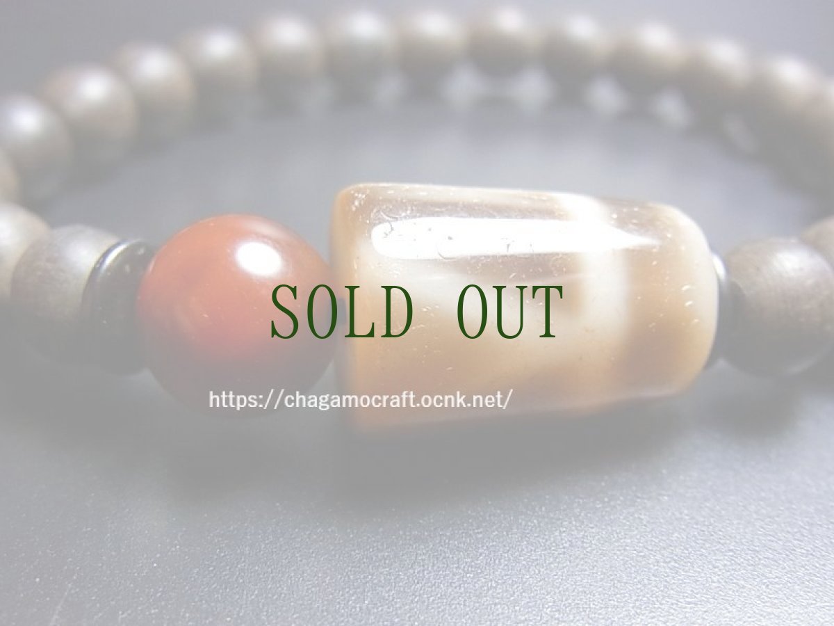 画像3: チベット天珠・ジービーズ(Tibetan Dzi stone）と沈香木（伽羅）、アンデシンの念珠ブレスレット (3)