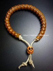 画像3: チベット・蛇骨とルンゴの老料器グル玉、ヤク革紐の念珠ブレスレット (3)