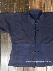 画像1: 本藍染　マオカラー・カンフージャケット貴州省ミャオ族　手紬手織りビンテージ木綿　 (1)