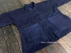 画像2: 本藍染　マオカラー・カンフージャケット貴州省ミャオ族　手紬手織りビンテージ木綿　 (2)