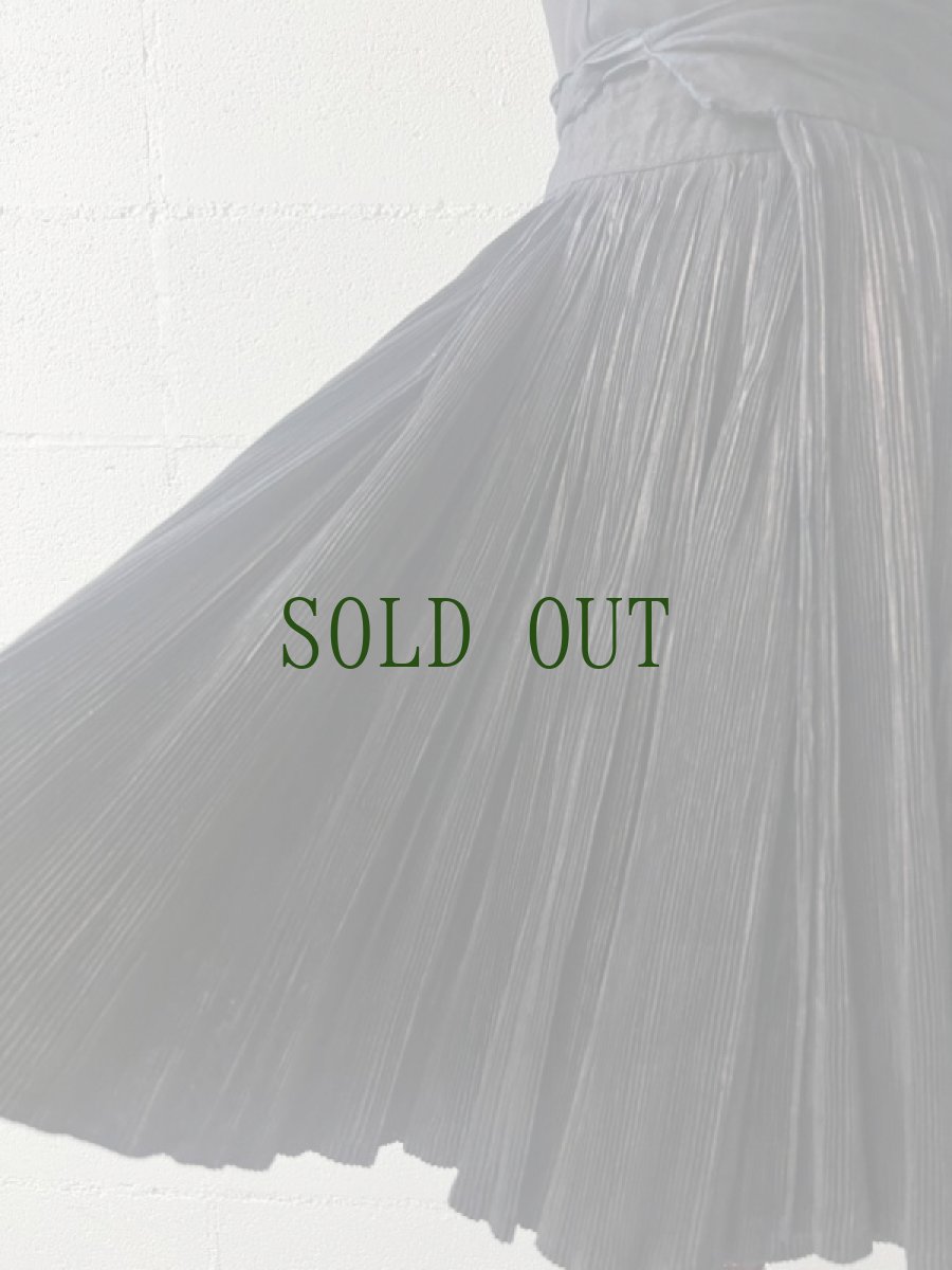 画像5: 侗族・リャンブー（亮布・Liang Bu）木綿藍染め光沢加工・プリーツ巻スカート（ビンテージ）トン族 (5)