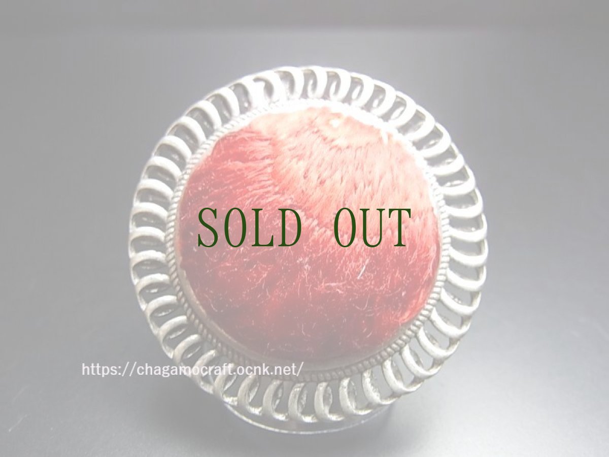 画像2: 貴州ミャオ族の刺繍古裂リング・Lサイズ　（苗銀製） (2)