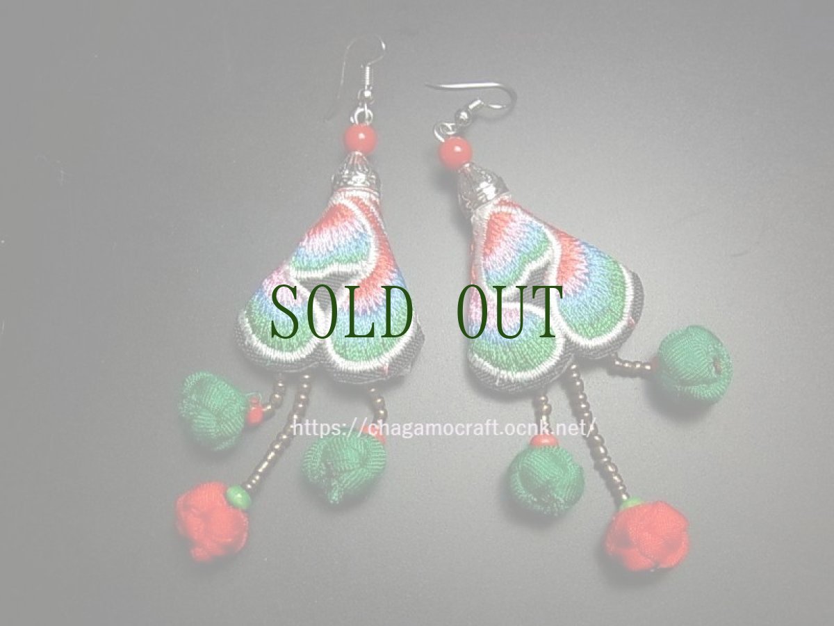 画像2: 貴州ミャオ族の刺繍古裂ピアス　 (2)