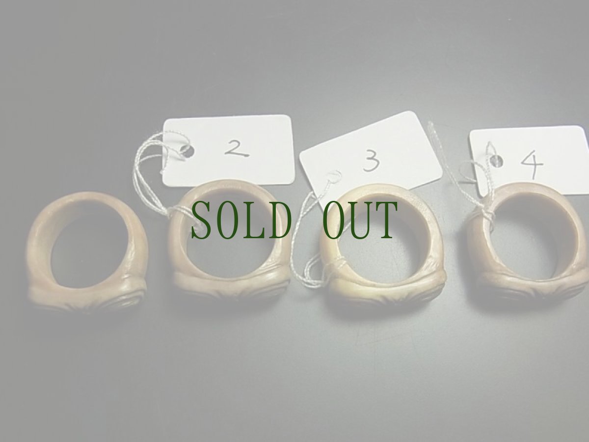 画像3: 鹿角製・遮光器リング・14号（Cデザイン）　　総手仕上げ　(遮光器土偶・縄文・エスキモー)　　 (3)