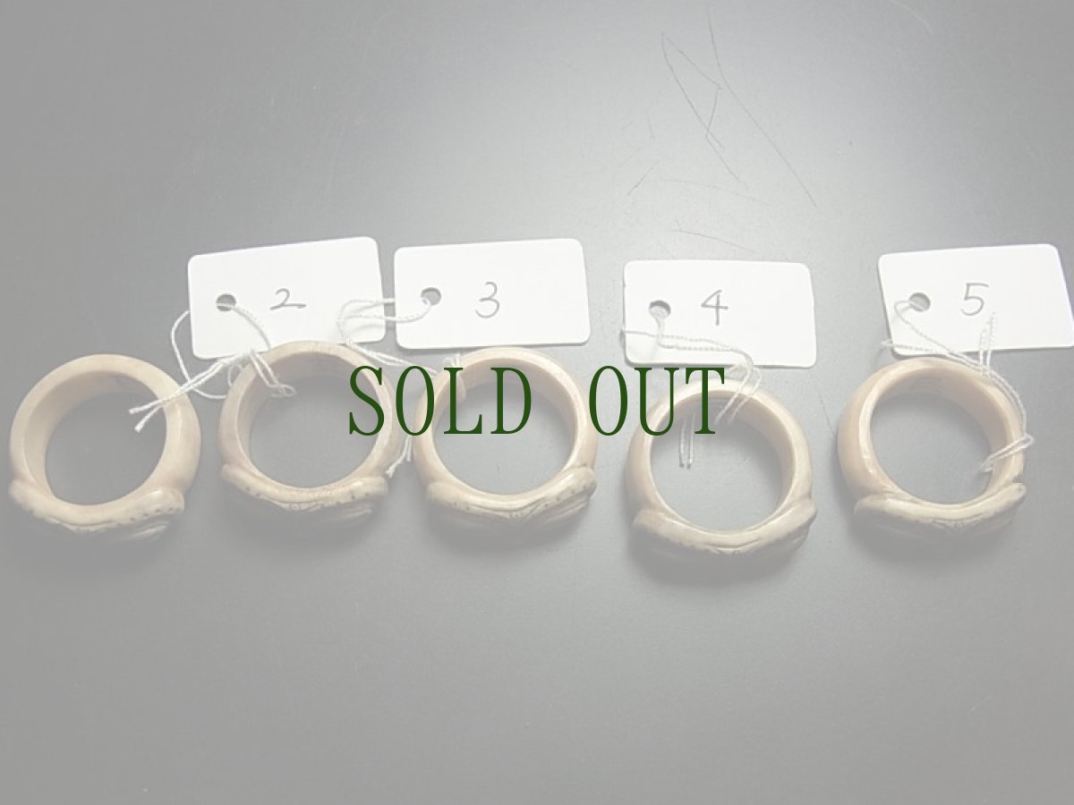 画像3: 鹿角製・遮光器リング・18号（Dデザイン）　　総手仕上げ　(遮光器土偶・縄文・エスキモー)　　 (3)