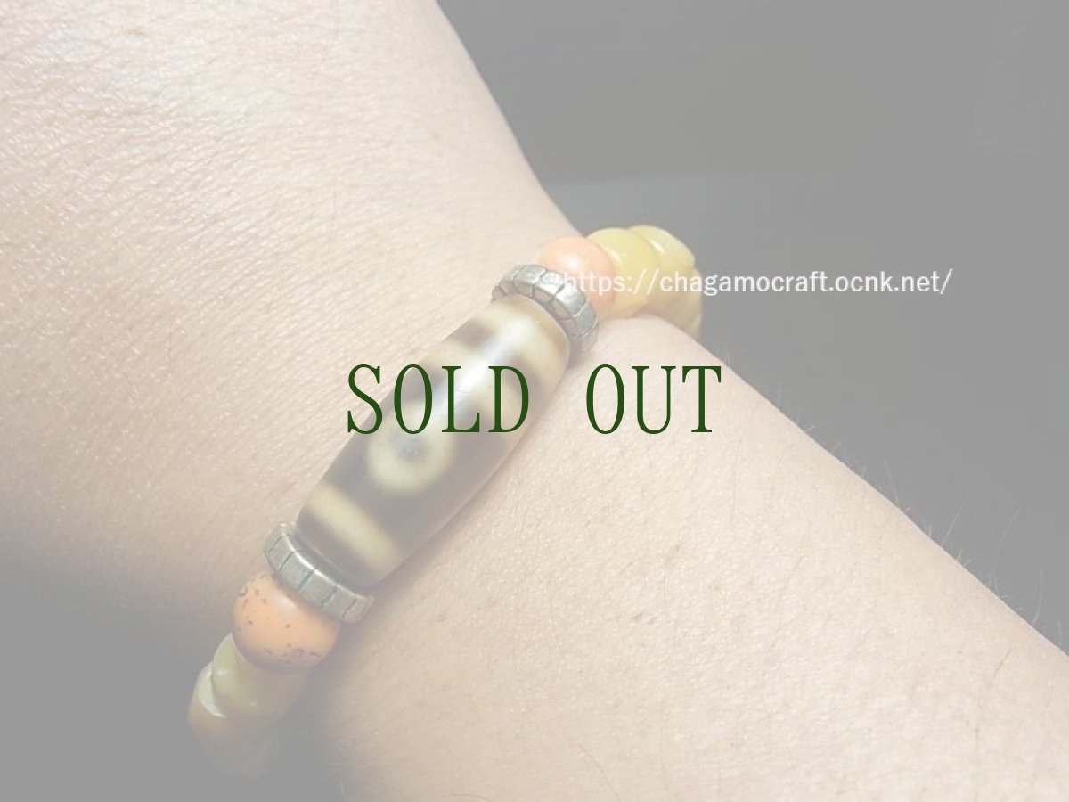 画像11: ジービーズ・2アイ(二眼天珠)と山珊瑚、ルンゴ珠のブレスレット (11)