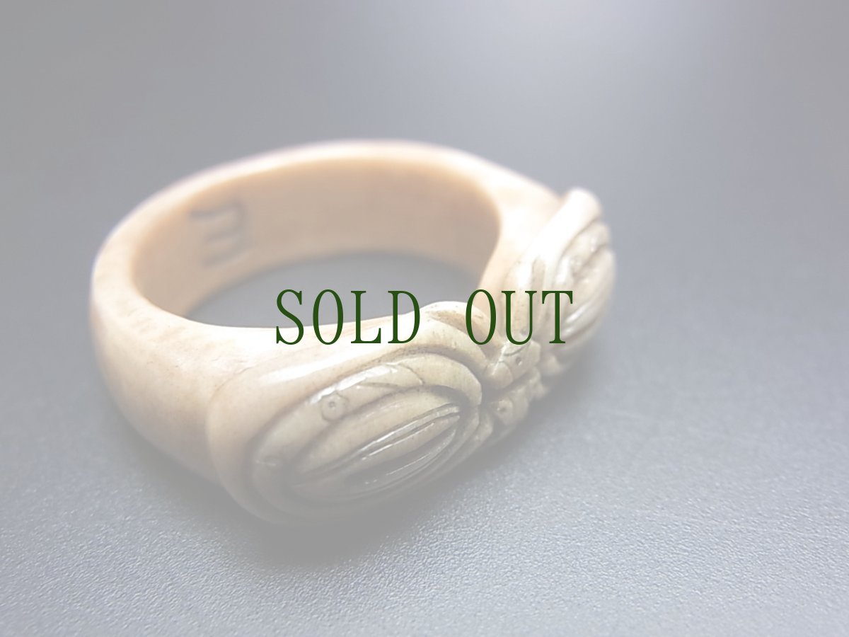 画像4: 鹿角製・遮光器リング・19号　　総手仕上げ　(遮光器土偶・縄文・エスキモー)　　 (4)