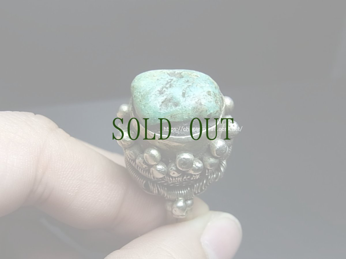 画像9: アンティーク・チベタンターコイズの銀製リング（及び髪飾り）Old Tibetan  silver ring with turquoise (9)