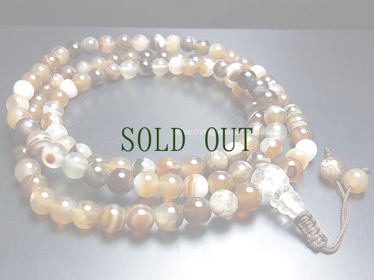 画像2: ヒマラヤン・バンデッドアゲート（縞瑪瑙）のチベットＭＡＬＡ（108玉念珠・首飾り） (2)