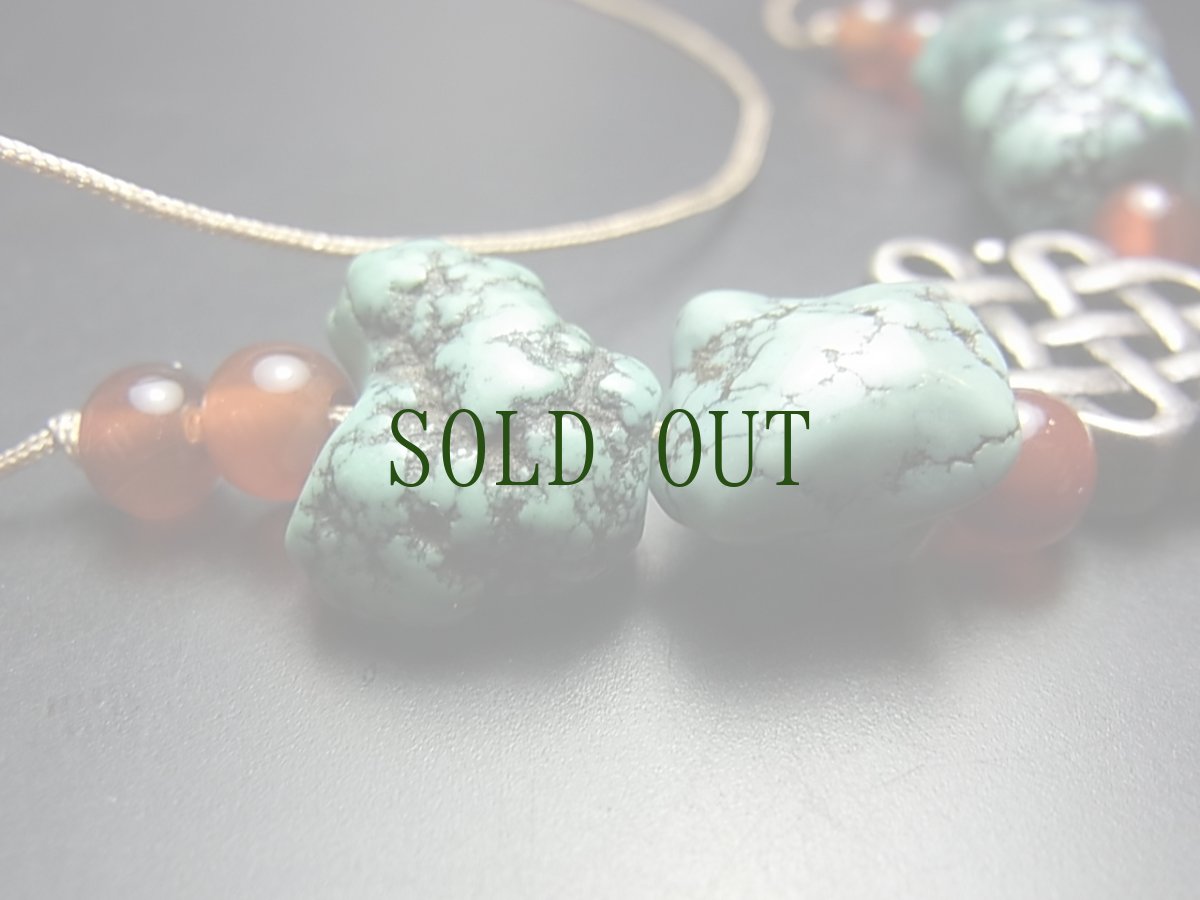 画像5: チベタン・アンティークターコイズ(yu)とエンドレスノット、アンデシンの首飾り (5)