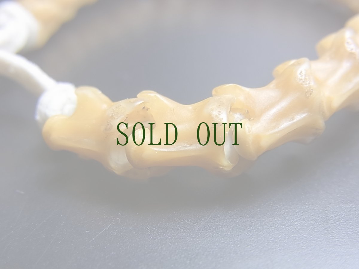 画像5: チベット・蛇骨とヤク革紐、縞星月菩提樹の念珠ブレスレット (5)