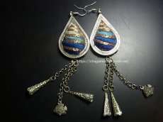 画像1: ミャオ族（苗族）の苗銀製・刺繍古裂ピアス・大/  Miao Old embroidery earrings (1)