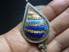 画像6: ミャオ族（苗族）の苗銀製・刺繍古裂ピアス・大/  Miao Old embroidery earrings (6)