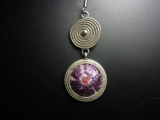 画像6: ミャオ族（苗族）の苗銀製・刺繍古裂ピアス・渦巻/  Miao Old embroidery earrings (6)