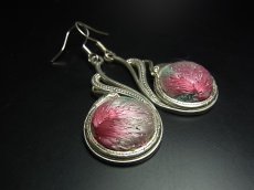 画像2: ミャオ族（苗族）の苗銀製・刺繍古裂ピアス・白鳥/  Miao Old embroidery earrings (2)