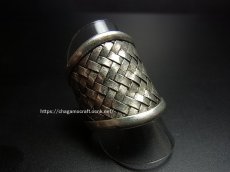 画像1: 貴州ミャオ族の苗銀製リング　（ミャオシルバー）編み (1)