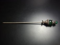 画像2: ミャオ族（苗族）の髪留め/かんざし（苗銀製）・翠色玉付　Traditional hair ornament, Kanzashi of Miao (2)