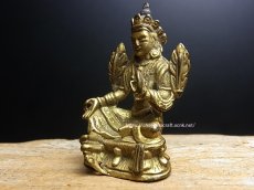 画像1: グリーンターラ（ドルマ・ジャン）緑度母（鍍金小仏）時代物 (1)