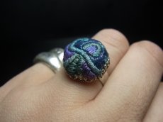 画像5: 貴州ミャオ族の刺繍古裂リング（苗銀製） (5)