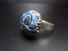 画像3: 貴州ミャオ族の刺繍古裂リング（苗銀製） (3)
