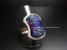 画像1: 貴州ミャオ族の刺繍古裂リング（苗銀製） (1)
