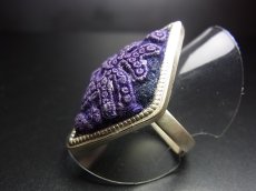画像3: 貴州ミャオ族の刺繍古裂リング（苗銀製） (3)