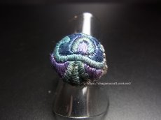 画像2: 貴州ミャオ族の刺繍古裂リング（苗銀製） (2)