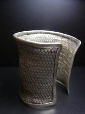 画像4: 貴州ミャオ族のシルバーバングル(ミャオ銀)　編み　約78 mm (4)