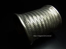 画像1: 貴州ミャオ族のシルバーバングル(ミャオ銀)　編み　約78 mm (1)