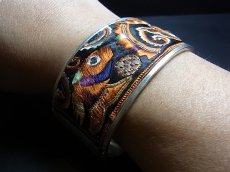 画像6: 貴州省ミャオ族の刺繍古裂バングル(苗銀)　剪紙破線繍/ Split thread stitch・Old embroidery Miao silver bangle　 (6)