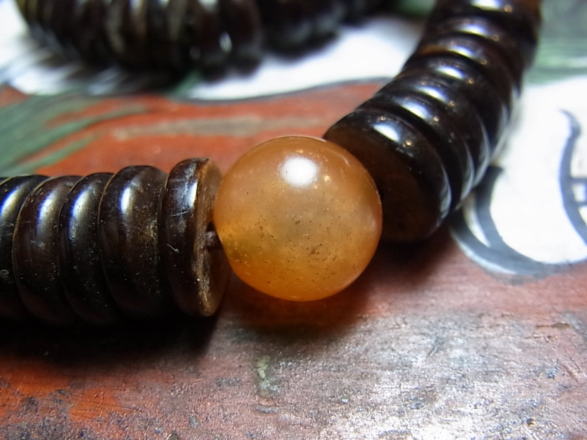 画像7: チベット・老椰子玉とペマラカの天玉、数珠カウンターのマーラー(念珠)　(Old Tibetan  palm beads  mala )　105玉 (7)