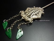 画像1: ミャオ族（苗族）の髪留め/かんざし（苗銀製）・吉祥蝙蝠紋　Traditional hair ornament, Kanzashi of Miao (1)