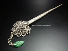 画像2: ミャオ族（苗族）の髪留め/かんざし（苗銀製）・鳳凰(孔雀)　Traditional hair ornament, Kanzashi of Miao (2)