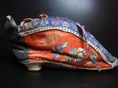 画像2: 纏足靴・清朝期　絹糸・木綿・刺繍・アンティーク　 (2)