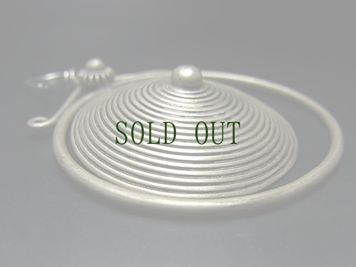 画像3: 貴州苗族（ミャオ族）の苗銀製トライバルピアス　大　  (3)