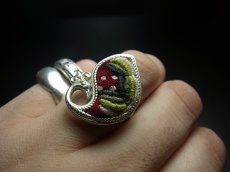 画像5: 貴州ミャオ族の刺繍古裂リング（苗銀製） (5)