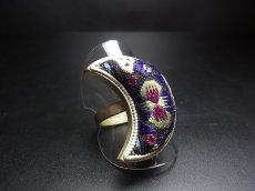 画像1: 貴州ミャオ族の刺繍古裂リング（苗銀製） (1)