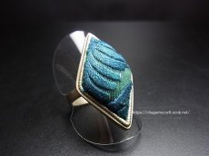 画像1: 貴州ミャオ族の刺繍古裂リング（苗銀製） (1)