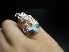 画像5: 貴州ミャオ族の刺繍古裂リング（苗銀製） (5)