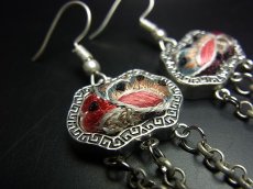 画像3: ミャオ族（苗族）の苗銀製・刺繍古裂ピアス/  Miao Old embroidery earrings　 (3)