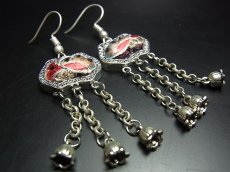 画像2: ミャオ族（苗族）の苗銀製・刺繍古裂ピアス/  Miao Old embroidery earrings　 (2)