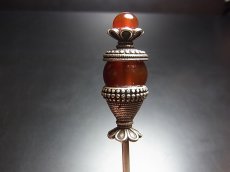 画像5: ミャオ族（苗族）の髪留め/かんざし（苗銀製）・丹色玉付　Traditional hair ornament, Kanzashi of Miao (5)