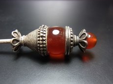 画像3: ミャオ族（苗族）の髪留め/かんざし（苗銀製）・丹色玉付　Traditional hair ornament, Kanzashi of Miao (3)
