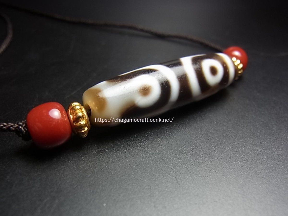 画像2: ジービーズ(3アイ・dzi mig sum pa)　チベット・三眼天珠の首飾り (2)